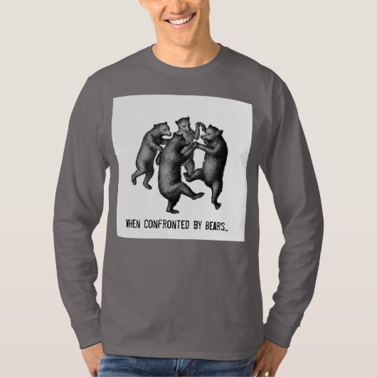 グレー踊りクマ Tシャツ (正面)