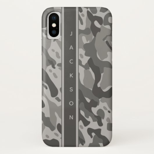 グレー軍隊迷彩パターン(名前) Case-Mate iPhoneケース (裏面)