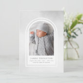 グレー軟水色縁ど光ベビー誕生 案内状 (スタンド正面)