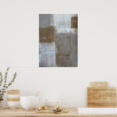 グレー転がとベージュの抽象芸術アート ポスター (キッチン)