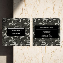 グレー迷彩パターン、軍隊パターン、陸軍 スクエア名刺