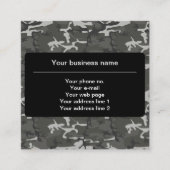 グレー迷彩パターン、軍隊パターン、陸軍 スクエア名刺 (正面)