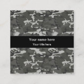 グレー迷彩パターン、軍隊パターン、陸軍 スクエア名刺 (裏面)