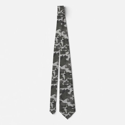 グレー迷彩パターン、軍隊パターン、陸軍 ネクタイ (裏面)