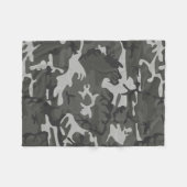 グレー迷彩パターン、軍隊パターン、陸軍 フリースブランケット (正面(横))