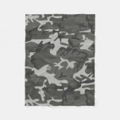 グレー迷彩パターン、軍隊パターン、陸軍 フリースブランケット (正面)