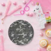 グレー迷彩パターン、軍隊パターン、陸軍 ペーパープレート (パーティー)