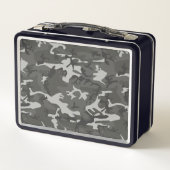 グレー迷彩パターン、軍隊パターン、陸軍 メタルランチボックス (裏面)