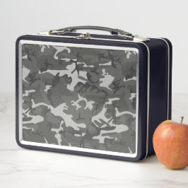 グレー迷彩パターン、軍隊パターン、陸軍 メタルランチボックス