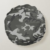 グレー迷彩パターン、軍隊パターン、陸軍 ラウンドクッション (裏面)