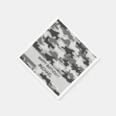 グレー迷彩柄カモフラージュハッピーバースデー名カスタム スタンダードカクテルナプキン (角)