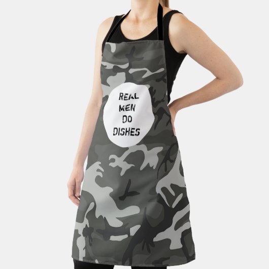 グレー迷彩柄軍隊メンズパーソナライズされた エプロン (インサイチュ)