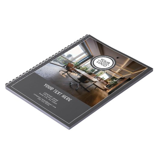 グレー追加ロゴカスタム文字会社写真 ノートブック (左側)