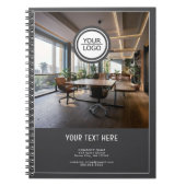 グレー追加ロゴカスタム文字会社写真 ノートブック (正面)