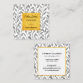 グレー金ゴールドかわいらしフローラ四角名刺 スクエア名刺 (正面/裏面)