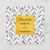 グレー金ゴールドかわいらしフローラ四角名刺 スクエア名刺 (正面)