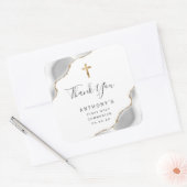 グレー金ゴールドアゲート最初の聖餐会ありがとう スクエアシール (封筒)