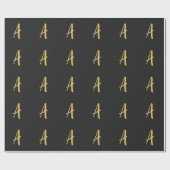 グレー金ゴールドカラーモノグラムプロフェッショナル書道 ラッピングペーパー (フラット)