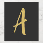 グレー金ゴールドカラーモノグラムプロフェッショナル書道 ワインラベル (シングルラベル)