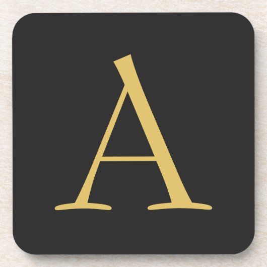 グレー金ゴールドカラーモノグラムプロフェッショナル コースター (正面)