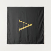 グレー金ゴールドカラーモノグラムプロフェッショナル タペストリー (正面(横))