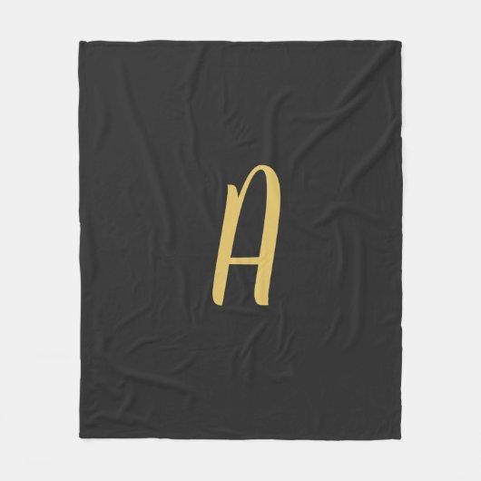 グレー金ゴールドカラーモノグラムプロフェッショナル フリースブランケット (正面)