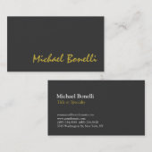 グレー金ゴールドカラー手書きスクリプト名刺 名刺 (正面/裏面)