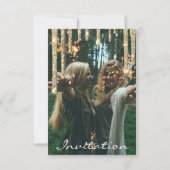 グレー金ゴールドグリッタードリプス誕生日卒業パーティー 招待状 (裏面)