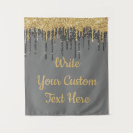 グレー金ゴールドグリッター結婚ズPhotobooth Backdrop Gray タペストリー