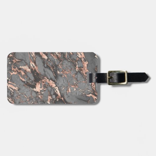 グレー金ゴールドバラマーブルモダンデザイン ラゲッジタグ (正面横)