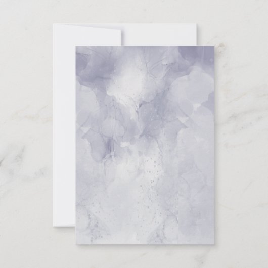 グレー金ゴールドパープルバタフライエレガントブライダルシャワー サンキューカード (裏面)