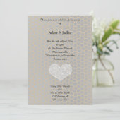 グレー金ゴールドヒョウ印刷ダイヤモンド結婚ハート 招待状 (スタンド正面)