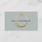 グレー金ゴールドブラシストローク染色丸印ロゴ 名刺 (正面)