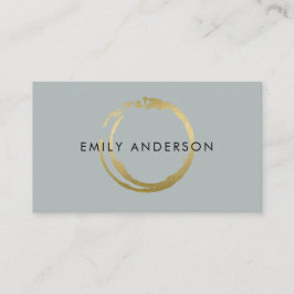 グレー金ゴールドブラシストローク染色丸印ロゴ 名刺