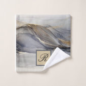 グレー金ゴールドブラック大理石モノグラエレガントム バスタオルセット (ウォッシュタオル)