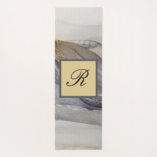 グレー金ゴールドブラック大理石モノグラエレガントム ヨガマット (裏面)