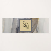 グレー金ゴールドブラック大理石モノグラエレガントム ヨガマット (正面(横))