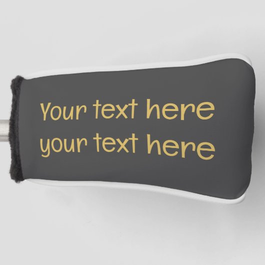 グレー金ゴールドプロフェッショナルトレンディーミニマリストオウン文字 ゴルフヘッドカバー (正面)