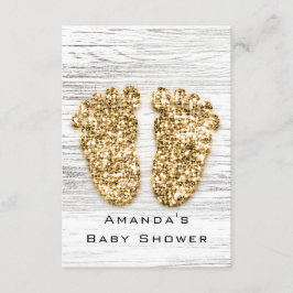グレー金ゴールドベビーシャワー足ウッドガール素朴ボーイ 招待状