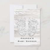 グレー金ゴールドベビーシャワー足ウッドホワイトガールボーイ 招待状 (裏面)