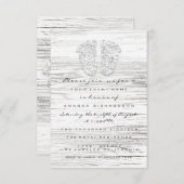 グレー金ゴールドベビーシャワー足ウッドホワイトガールボーイ 招待状 (正面/裏面)