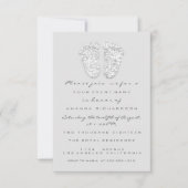 グレー金ゴールドベビーシャワー足シルバーガールボーイグレイ 招待状 (正面)