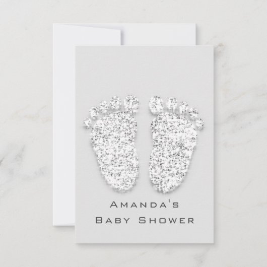 グレー金ゴールドベビーシャワー足シルバーガールボーイグレイ 招待状 (裏面)