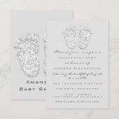 グレー金ゴールドベビーシャワー足シルバーガールボーイグレイ 招待状 (正面/裏面)