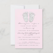 グレー金ゴールドベビーシャワー足足シルバーガールピンク 招待状 (正面)