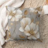 グレー金ゴールドホワイトフローラホームデコール クッション (ブランケット)