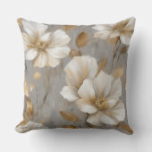 グレー金ゴールドホワイトフローラホームデコール クッション (正面)