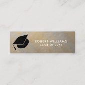 グレー金ゴールドメタルグレードキャップ卒業用インサート スキニー名刺 (正面)
