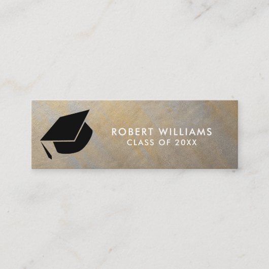 グレー金ゴールドメタルグレードキャップ卒業用インサート スキニー名刺 (正面)