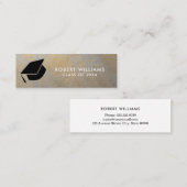 グレー金ゴールドメタルグレードキャップ卒業用インサート スキニー名刺 (正面/裏面)